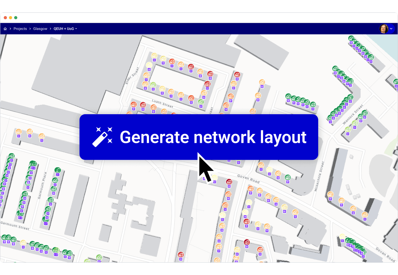 Generating a thermal network layout in one click