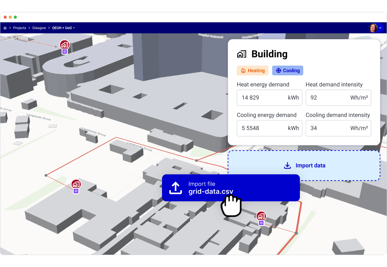 Demand distribution across the buildings of a district